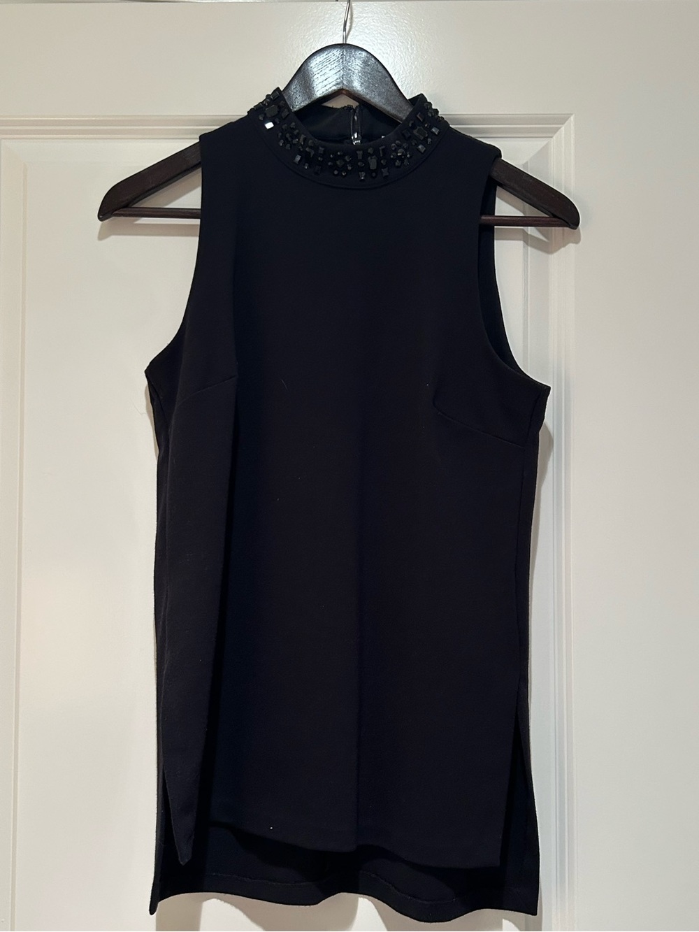 Michael Kors Black Beaded High-Neck Sleeveless Too
